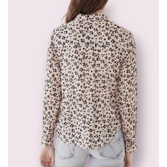 Rails Anna Rose Pink Black Cheetah Long Sleeve Button Front Shirt Blouse S 2 4 - Picture 9 of 14